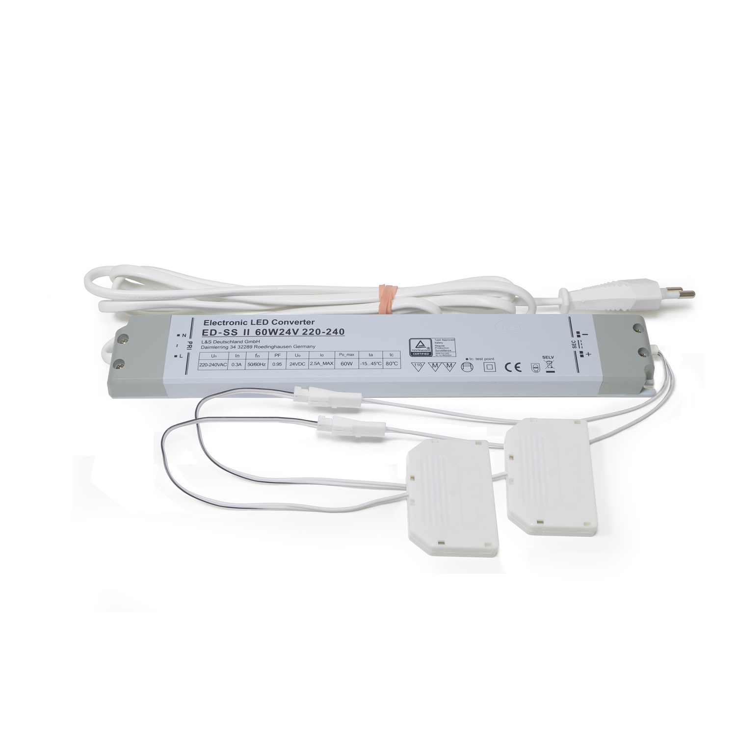 Led konverter 230V/24V 60W 6 verdeler 2m kabel